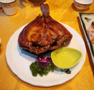 Roasted fish (not sure which kind, the description didn't say). My friend Ming helped to remove many of the bones for me. 